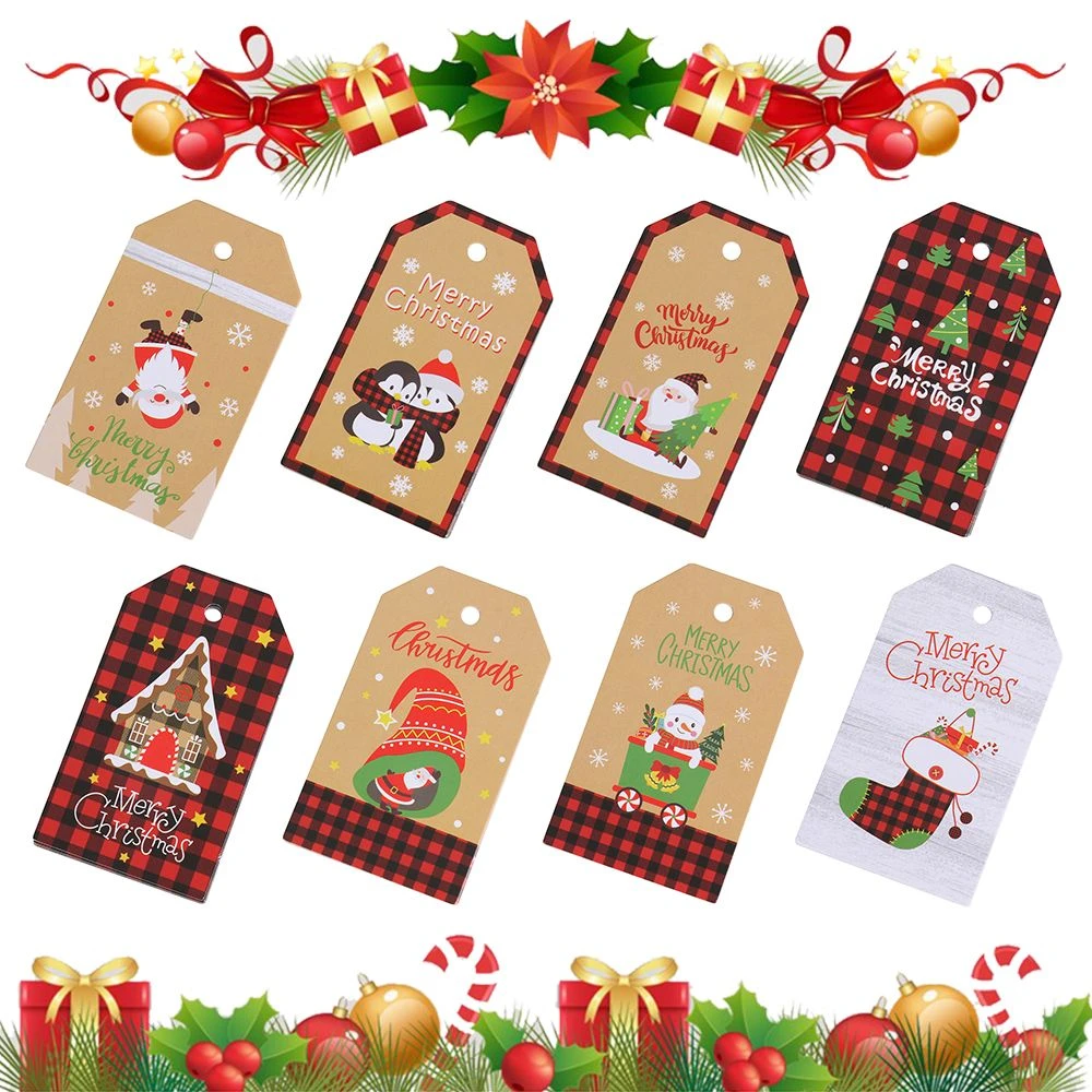 50 pçs do vintage floco de neve papai noel presente embrulho decorações de natal  cartões de presente etiquetas de natal pendurado etiqueta|Enfeites p/  árvore de Natal| - AliExpress