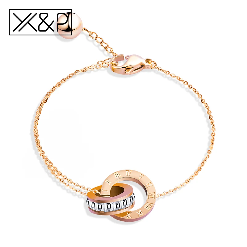 X & P модные двойные круглые цепочки римские цифры браслеты с буквами для женщин и