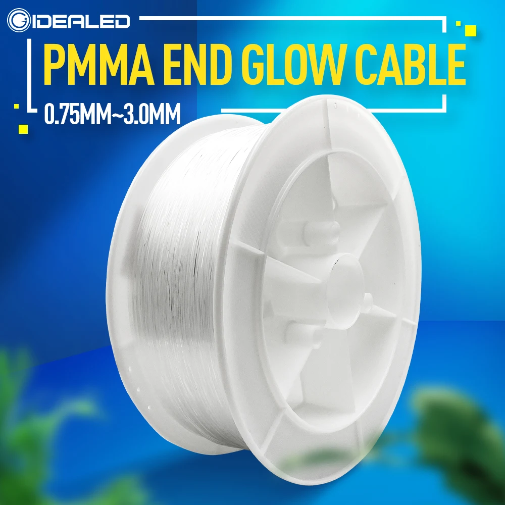 Fiber Optic Cable 0.75-3.0mm PMMA Plastic End Glow Fiber Optic Cable for Ceiling Lighting Decoration Light 150m-2700