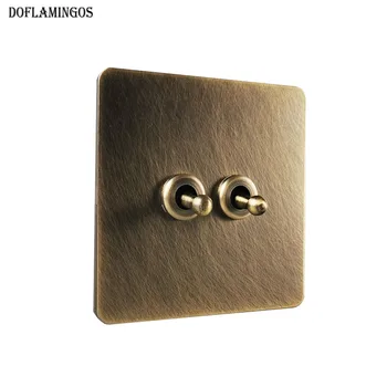 

NEW Retro luxury switch copper lever art switch Nordic style old 86 type green bronze wall switch concealed
