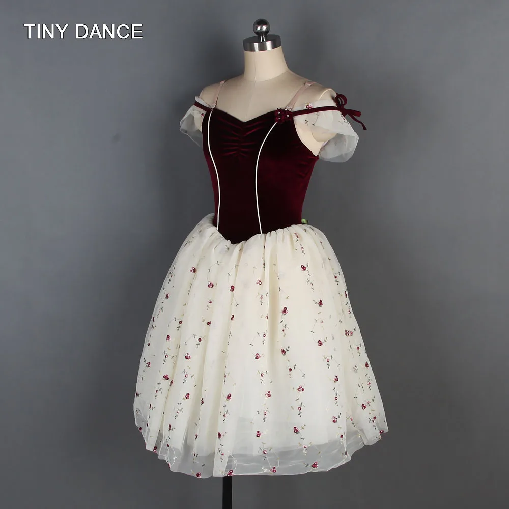 Basic Off Shoulder Burgundy Velvet Bodice With Romantic Ballet Tutu Arabesque Life