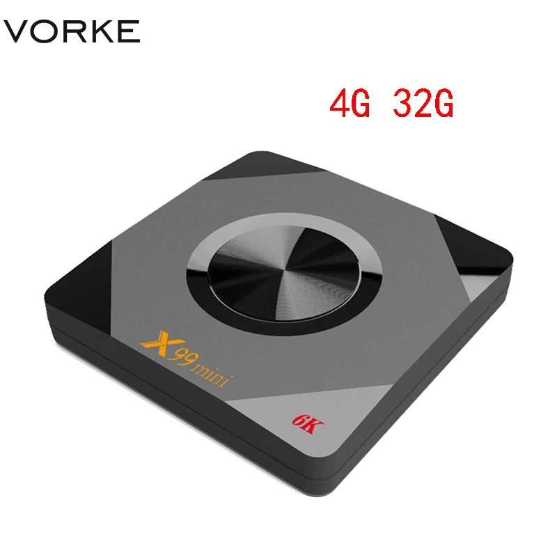 4G 32G Vorke X99 Мини ТВ приставка Android9.0 Allwinner H6 4G/64G 2,4G+ 5G двойной WiFi 100Mbps LAN USB3.0 - Цвет: 4G 32G