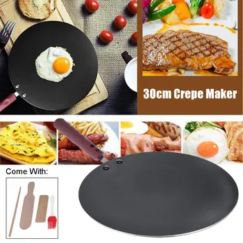 

Non Stick 30cm Crepe Maker Flat Pancake Pan Baking Pancake Pan Frying Griddle Kitchen Cooking Tools Pizza Plate Cookware