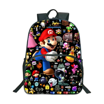 

Students Boys Girls Super Mario Rucksack Fashion Beautiful Popular Pattern Mario Bros Primary Schoolbag Daily Backpack