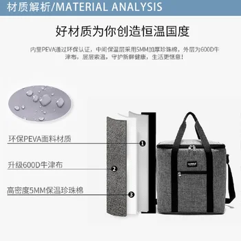 

Large Capacity Food Insulated Warm Bag, Leakproof Zipper Portable Cooler Bag for Outdoor Travel Beach Picnic Camping