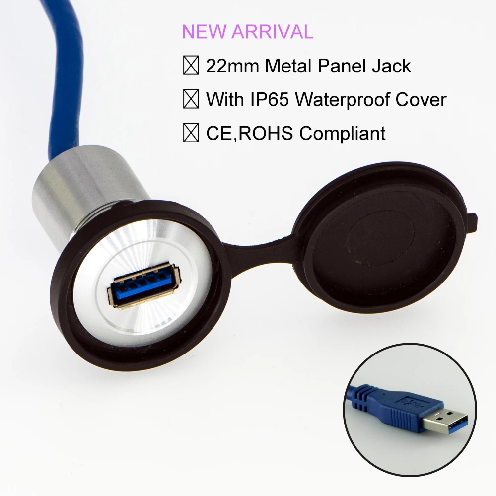Разъем USB3.0/Разъем USB3.0 22 мм с креплением на панель A MALE удлинительным кабелем (60 см