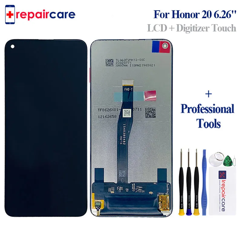 Черный 6,2" для huawei Honor 20 ЖК-экран с рамкой+ сенсорная панель дигитайзер для huawei P20 Lite сборка