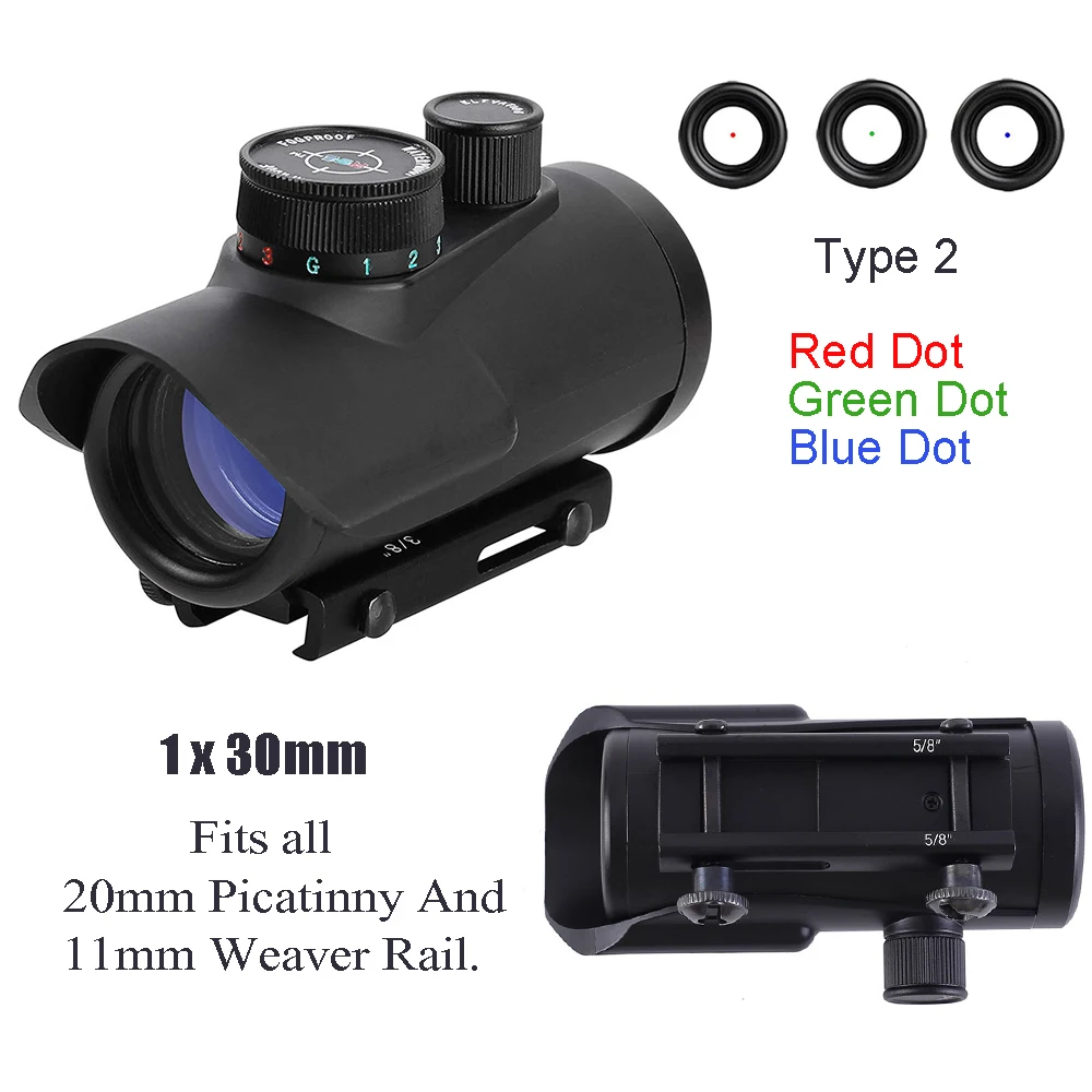 1X30 Tactical Holographic Dot Sight Scope Airsoft Hunting Red Green Blue Dot Sight Optics Riflescope Fit 11/20mm Rail Mount