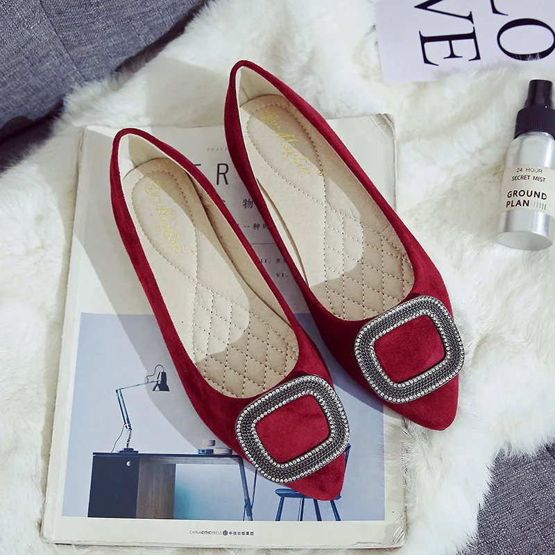 

2020 Woman Flat Shoes Crystal Suede Flats Women Slip On Loafers Ballet Shoes Ladies Casual Fashion Footwear