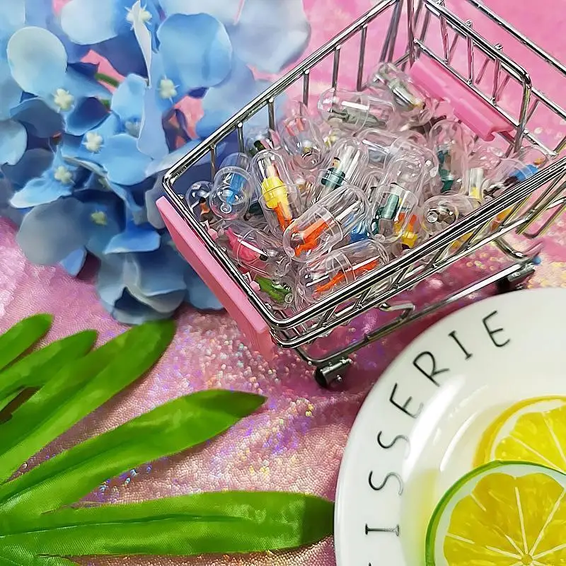 50Pcs Transparent Capsule Shell Plastic Pill Container Medince Pill Cases Bottle Splitters Capsule Figurines DIY Accessories