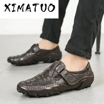 

Brand Men Casual Shoes Men Loafers Spring and Autumn Moccasins Shoes Genuine Leather Men's Flats Shoes Rough Texture