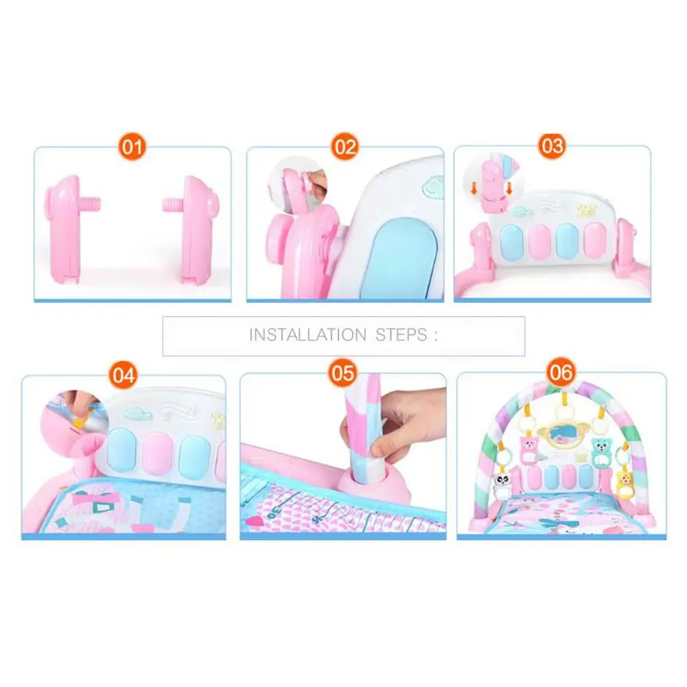 Rack de Brinquedos Tapete de Fitness Esteira do Jogo Música com Teclado de Piano Presente para Crianças Bebê Ginásio Puzzles Educativos Chocalho Infantil Mat 4 Cheap Academia de bebê
