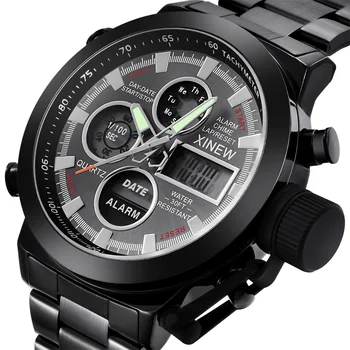 

Xinew Male Table Alloy Belt Sports Electronic Watch Shuangxian creative watches