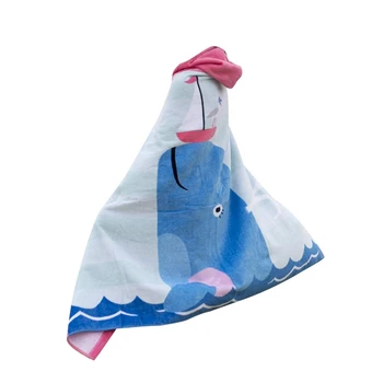 

Kids Hooded Bath/Beach Towel Girls Boys Cute Cartoon Animal Full Vitality,100% Cotton (New Dolphin)