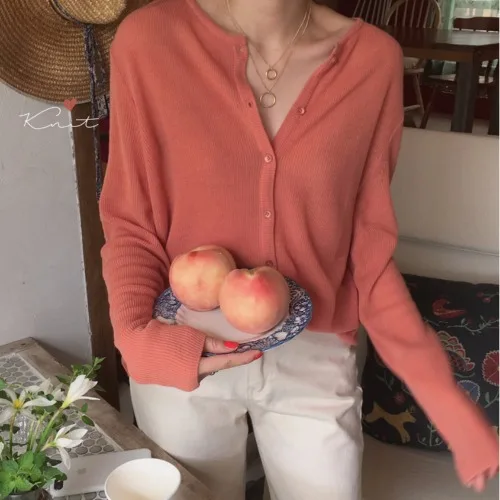 

New Autumn Dress, Korean Version, Chic Thin Sweater, Women's Cardigan, Loose Knitted Sweater, V-collar Jacket