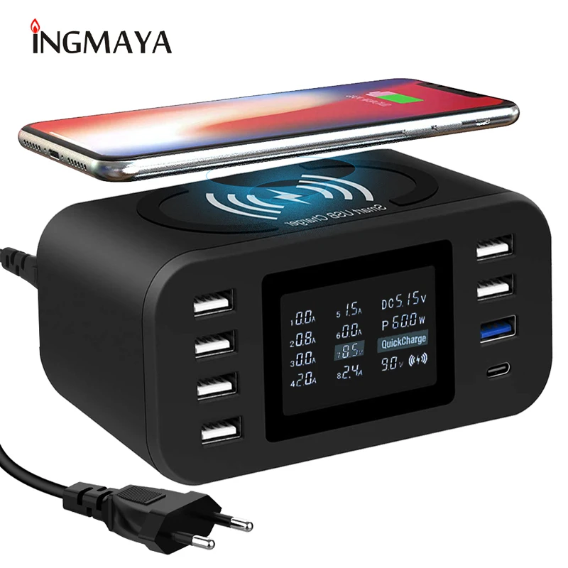 Беспроводное зарядное устройство Qi Quick Charge 3 0 быстрая зарядная станция 60 Вт для