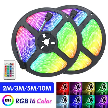 

2M 3M 5M 10M DC12V RGB LED Strip Light for Home SMD2835 LED Lights 24Keys IR Remote Control US Power Plug Decoration Lighting