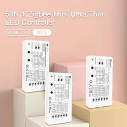 3PCS Gledopto 5 in 1 Zigbee 3.0 Smart Mini RGBCCT LED Strip Controller Pro Work With APP Remote Control Alexa Google Assistant