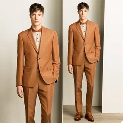 Designer Men Suits Set Solid Color Tailor-Made 2 Pieces Japan Style Slim Fit Blazer Jackets Formal Business Causal Prom Coat