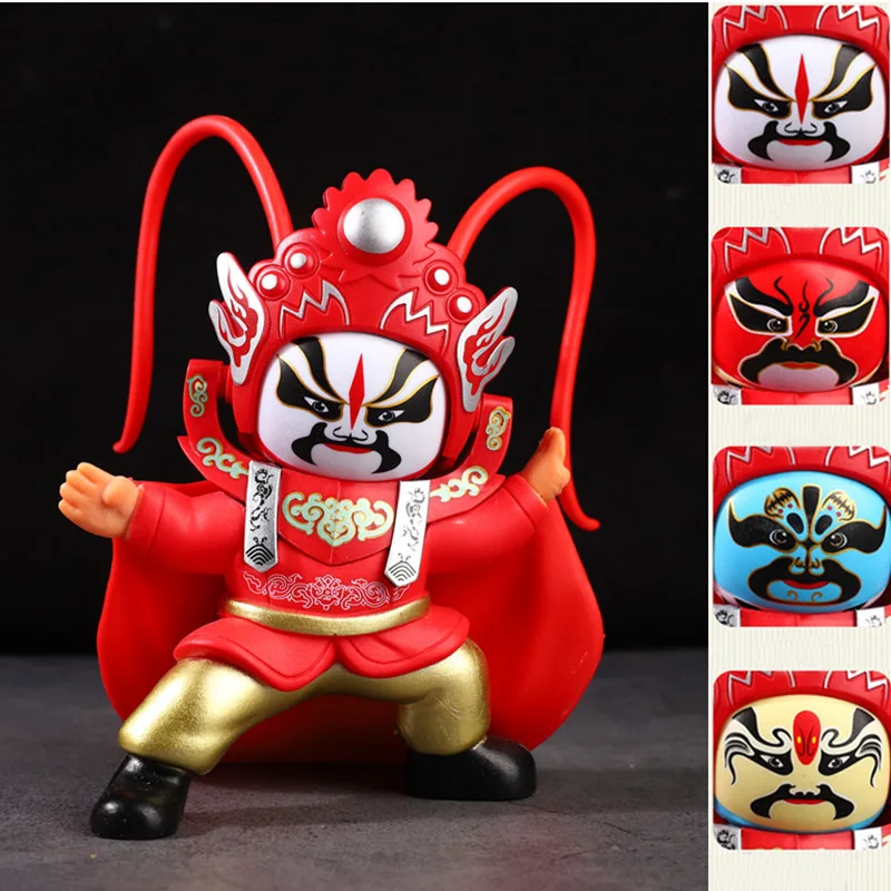 

Random 4 Faces Anime Sichuan Opera Face-Changing Doll Action Figures PVC Model Peking Mask funko pop Toys Chinese Style Figurine