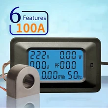

20A / 100A Multifunctional Watt-hour Meter AC LCD Digital Panel Power Watt Meter Monitor Voltage KWh Voltmeter Ammeter Tester