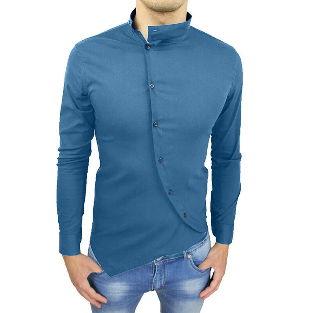 

Spring Autumn Features Shirts Mens Autumn Loose Fashion Casual Daily Buttons Long sleeve Shirt Top Blouse Camisa Masculina
