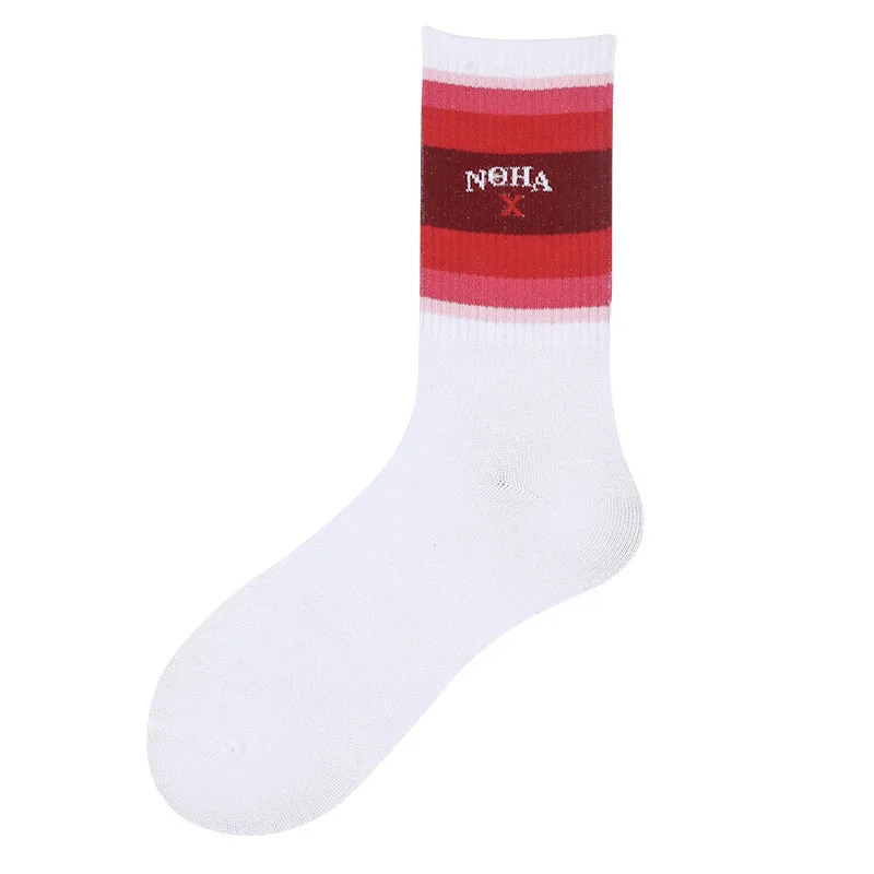8 Winter Women's Socks Cotton Rainbow Stripes Socks Christmas Fashion Warm Christmas Casual Tide Socks harajuku korean - Цвет: 8