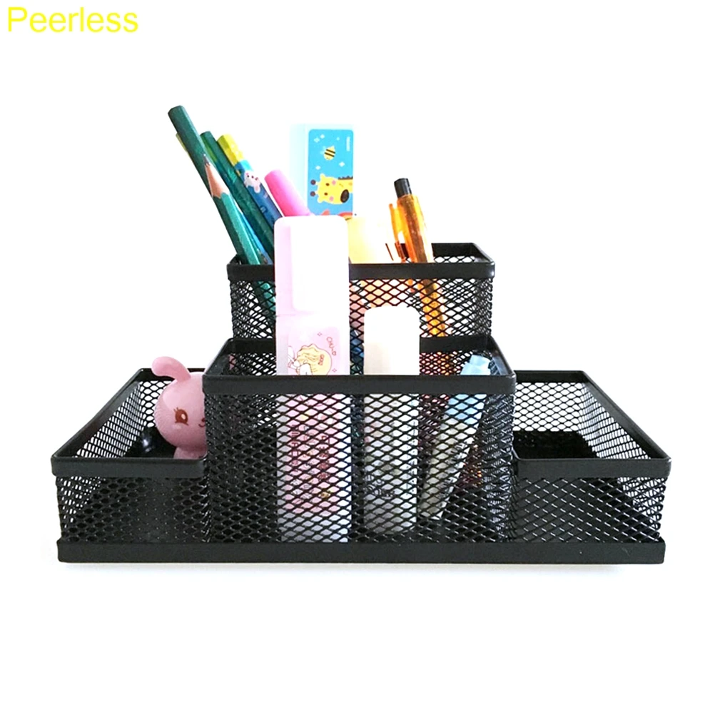 

Peerless Mesh Cube Metal Stand Combination Holder Desk Stationery Organizer Pen Pencil Office Supplies Study Storage