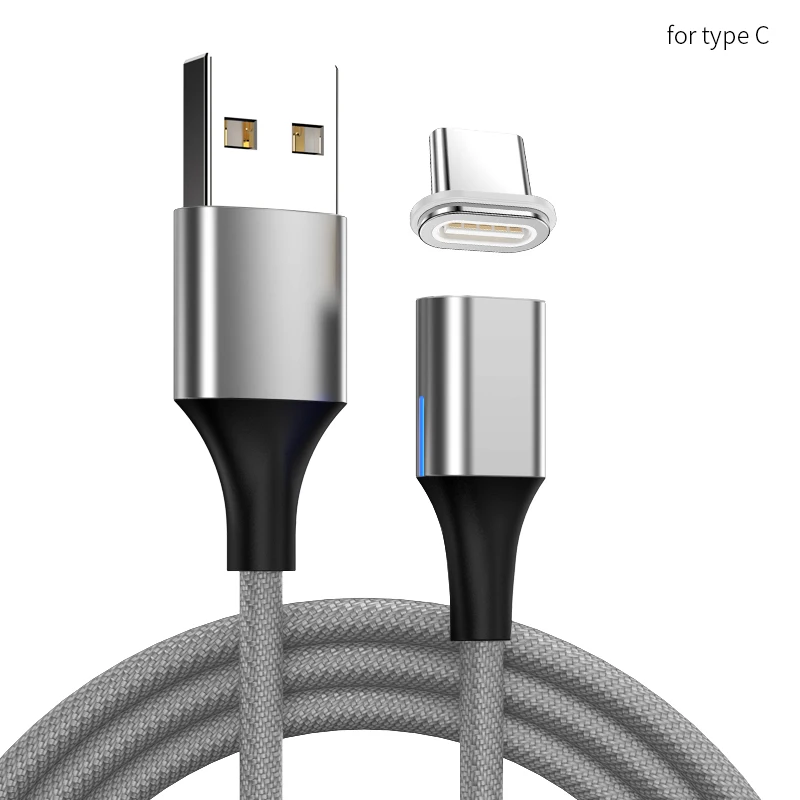 3а 18 Вт Кабель для быстрой зарядки Магнитный USB для Micro type-C для Lightning QC3.0 1,5 M Быстрая зарядка передача данных для iPhone Mobile - Цвет: Silver Type C