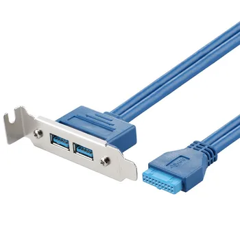 

2 Ports USB 3.0 Female Back Panel To Motherboard 20pin Header Connector Cable Adapter With PCI Slot Plate Bracket 50cm