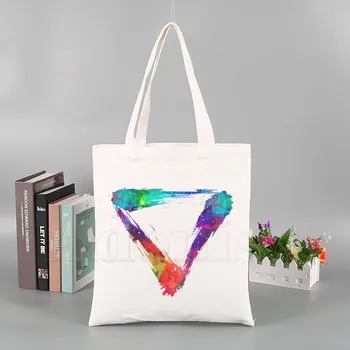 

Colorful Triangle Ladies Handbags Cloth Canvas Tote Bag Shopping Travel Women Eco Reusable Shoulder Bags Bolsas De Tela