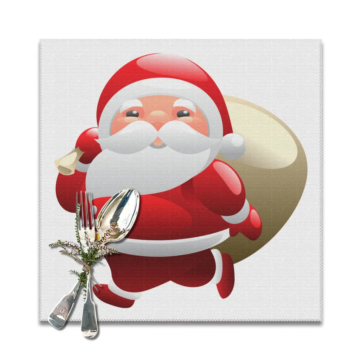 Столовые приборы для обеденного стола CoastersSanta Clause рождественские индивидуальные полиэфирные чашки кофе настольные коврики для кухни 6 шт. домашний декор