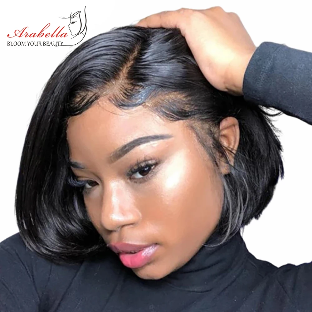 Straight Bob Lace Wig 13*4 Short Bob Wig Pre Plucked 100% Wigs Arabella Double Drawn Virgin Hair Bob Lace Front Wig