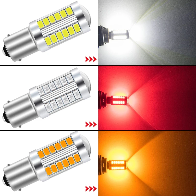 Lâmpadas led p21w 1156 ba15s 1157 bay15d, luzes de pisca 12v 5630-33smd 7000k, lâmpadas de freio de estacionamento reverso, 2/4/8 pcs