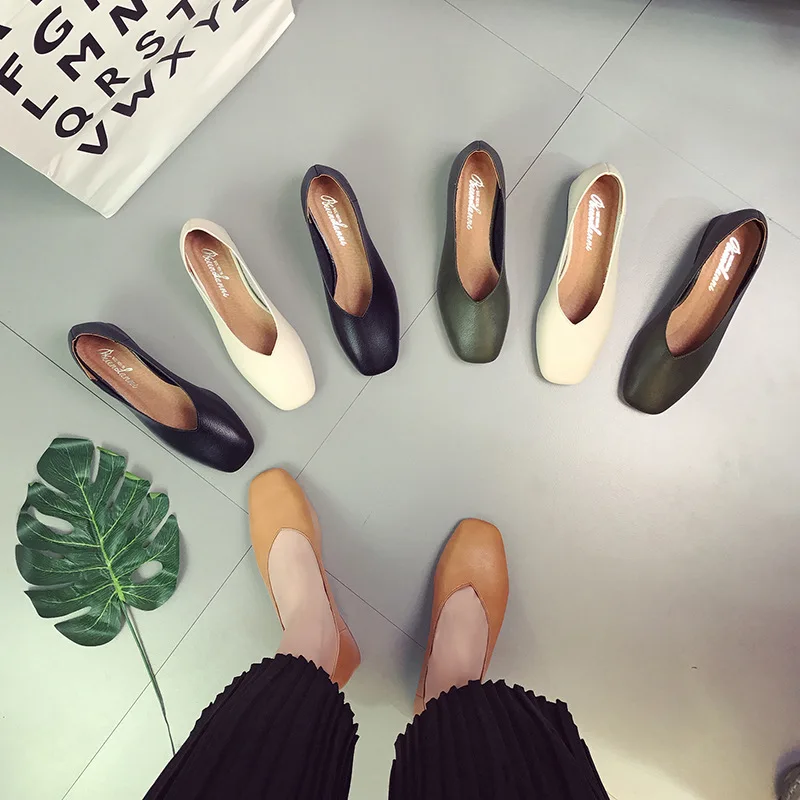 

WOMEN'S Shoes Spring 2019-Boom on Lazy Square Head Retro Shoes Casual Comfortable Square Heel Grandma Shoes