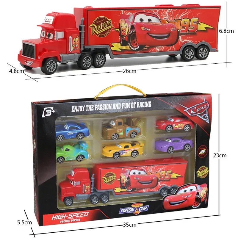 7 шт./компл. автомобилей disney "тачки 3 Lightning McQueen Mater Somkey Мак дядя грузовик 1:55 литья под давлением модель автомобиля для детей Рождественский подарок