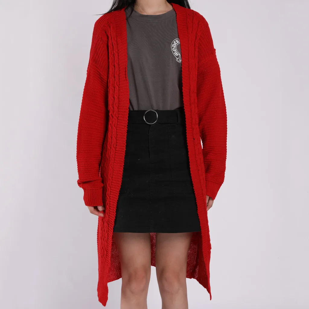 2019 женский кардиган легкое повседневное пальто осень зима длинный вязаный