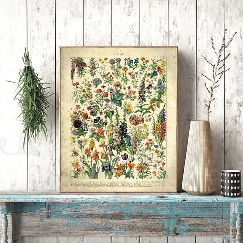 French Flowers Fleurs Vintage Canvas Poster Home Decor