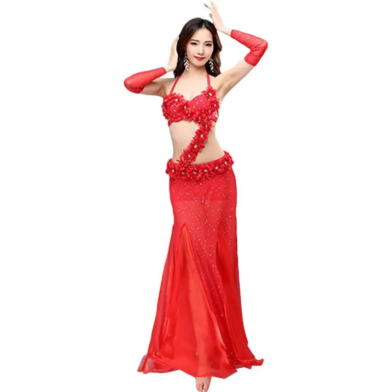 Sexy Belly Dance Set Bra+ Skirt New Style Festival Dance Performance Performance Costume Indian Dance Beaded Embroidery