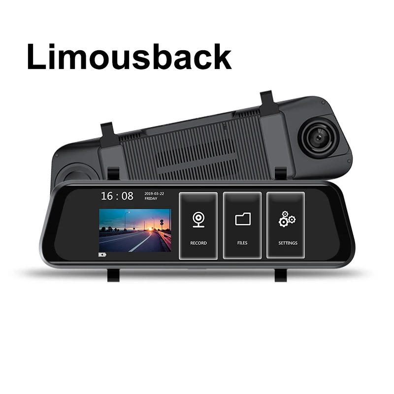 

Limousback 10 Inch Streaming Video Recorder Mirror Camera FHD 1080P Dual Lens with Rear View Camera Auto Registrator Dash Cam