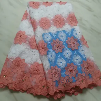 

Orange White Color High Quality Nigerian Lace Fabrics For Wedding 2019 Bridal African French Lace Fabric 3D Flowers Fabric