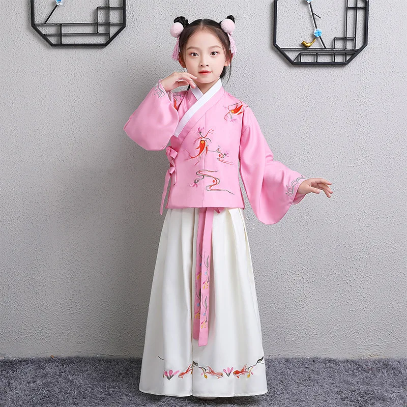 

Children Traditional Hanfu Costume Girl Stage Show Princess Dress Chinese Folk Dancewear Oriental Tang Dynasty Fairy Clothing 90