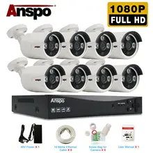 Anspo h.265 8ch 5.0mp hdmi poe nvr kit cctv sistema de segurança 2.0mp ir ao ar livre gravação de áudio câmera ip p2p vídeo vigilância conjunto