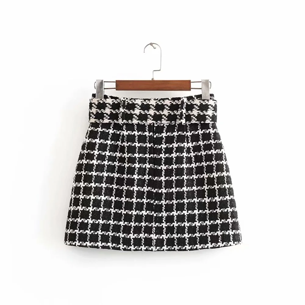 Za Женская Ранняя весна 2020 новая Ретро Высокая талия А силуэт Стиль Мини юбка с