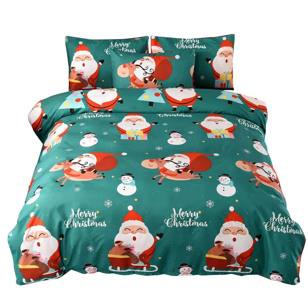 Рождественская кровать пододеяльник Санта Клаус узор полиэстер наволочка пододеяльник набор год Рождественские украшения для дома