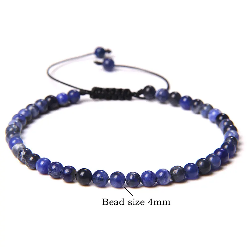 Stone Bracelet Beaded Bracelet 4mm Natural Stone Beads Braied Bracelet Small Round Labradorite Lava Agat Bracelet for Women Men Handmade Yoga Jewelry