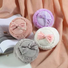 Теплые наушники с бантиком; Милые Новые однотонные плюшевые эластичные мягкие удобные наушники с имитацией кроличьей шерсти в Корейском стиле