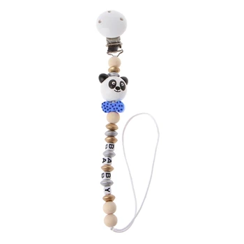 

Cute Baby Wooden Teething Dummy Pacifier Clip Bead Infant Soother Nipple Strap