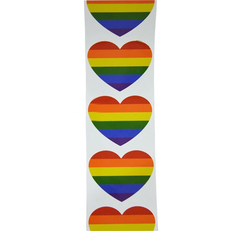 Наклейки Gay Pride-500-граф любовь радужные наклейки в форме сердца, этикетки типа «флажок» для подарков, рукоделия, запечатывания конвертов, 1,6