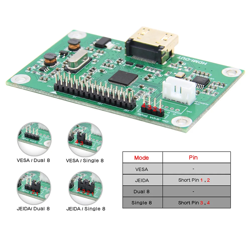 LVDS Driver Board / LVDS to HDMI-compatible Adapter Converter Supports 1080P Res